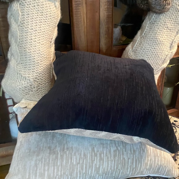 Cream Accent Pillow with Textured Fabric and Geometric Pattern - Picture 4 of 5